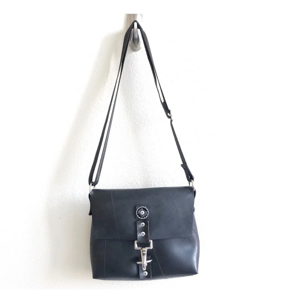 English Retreads Bag from reclaimed truck inner tubes Black Sustainable‎ Goth